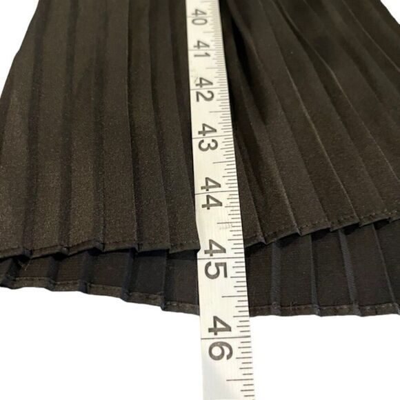 TOME Black Satin Cross Front Pleated Dress Elastic Stretch Waist Open Back Small - Picture 14 of 15